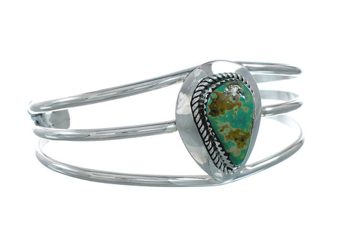 Native American Turquoise Sterling Silver Tear Drop Navajo Cuff Bracelet X11407